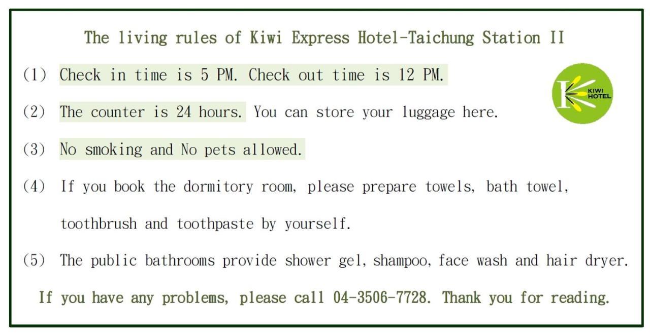 Kiwi Express Hotel-Taichung Station II Bagian luar foto